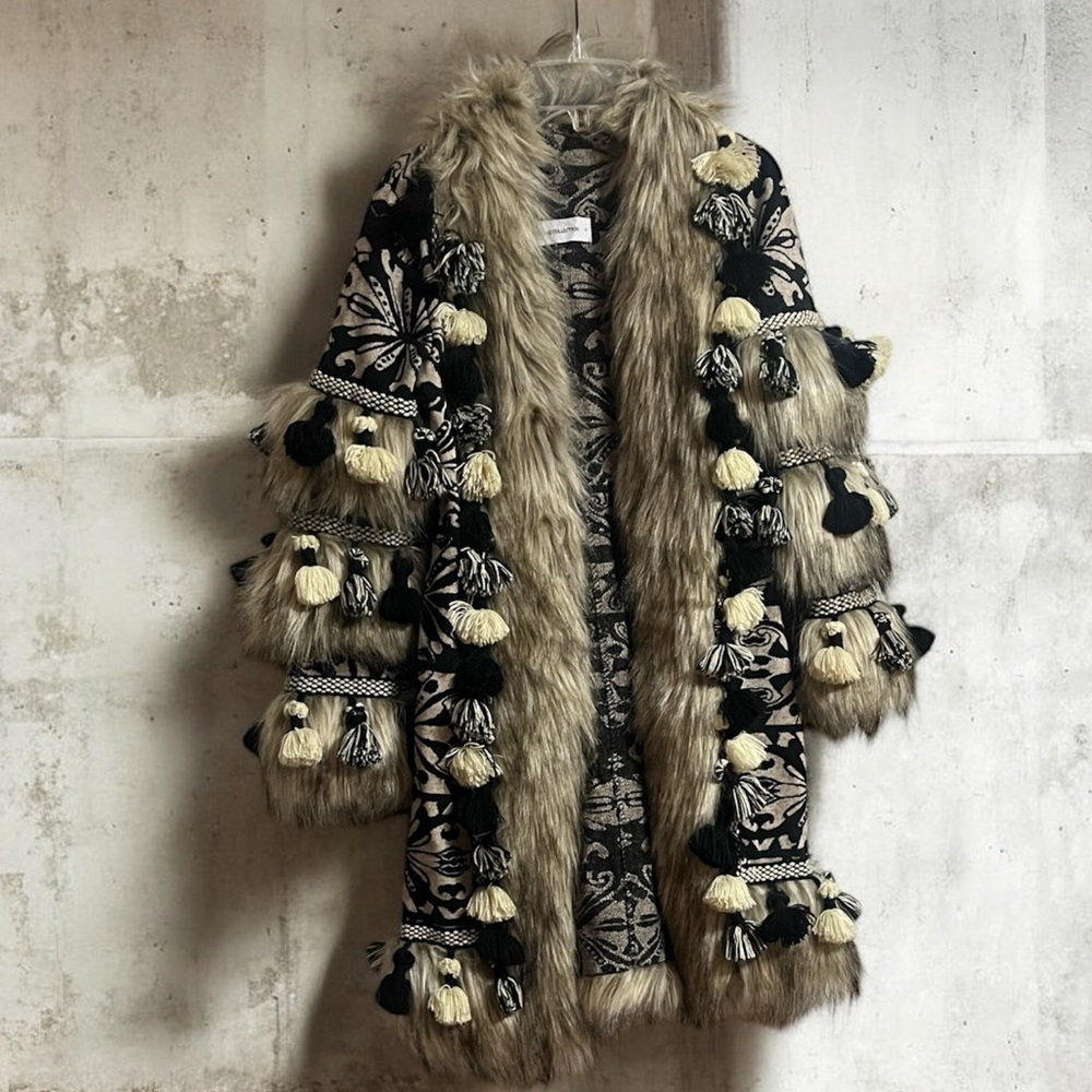 The Extreme Collection Faux Fur Black Coat Gstaad Small Designer